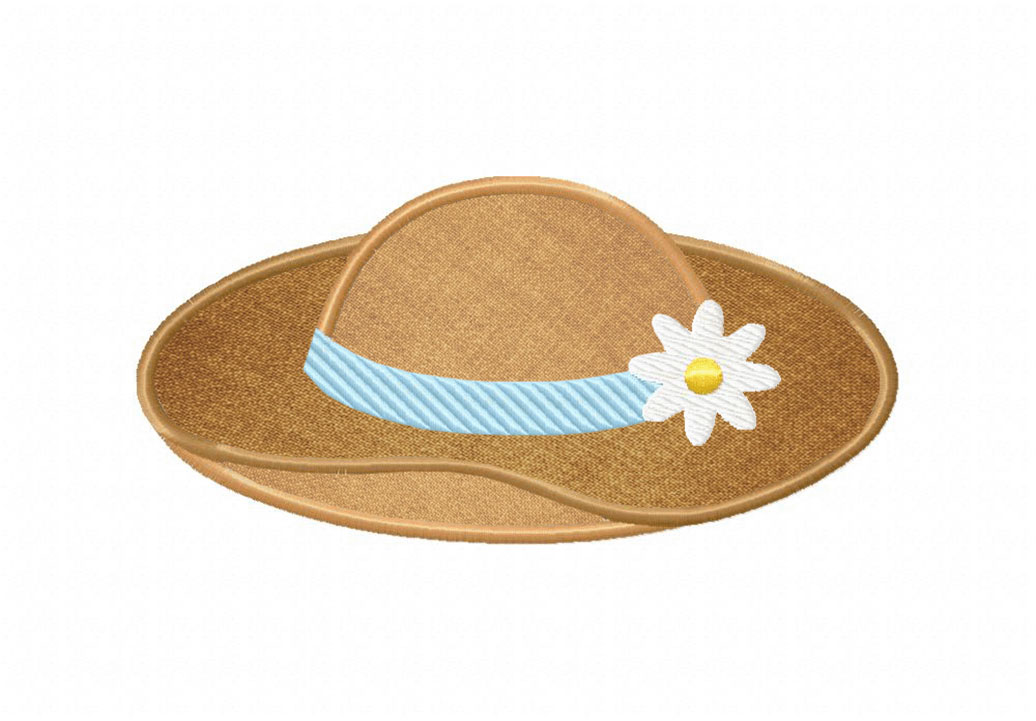 Beach Hat with Flower Includes Both Applique and Stitch Embroidery Design