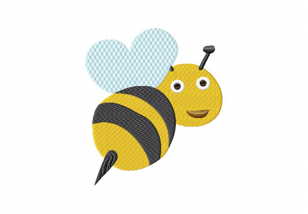 Smiling Bee Includes Both Applique and Stitch Embroidery Design - Image 2