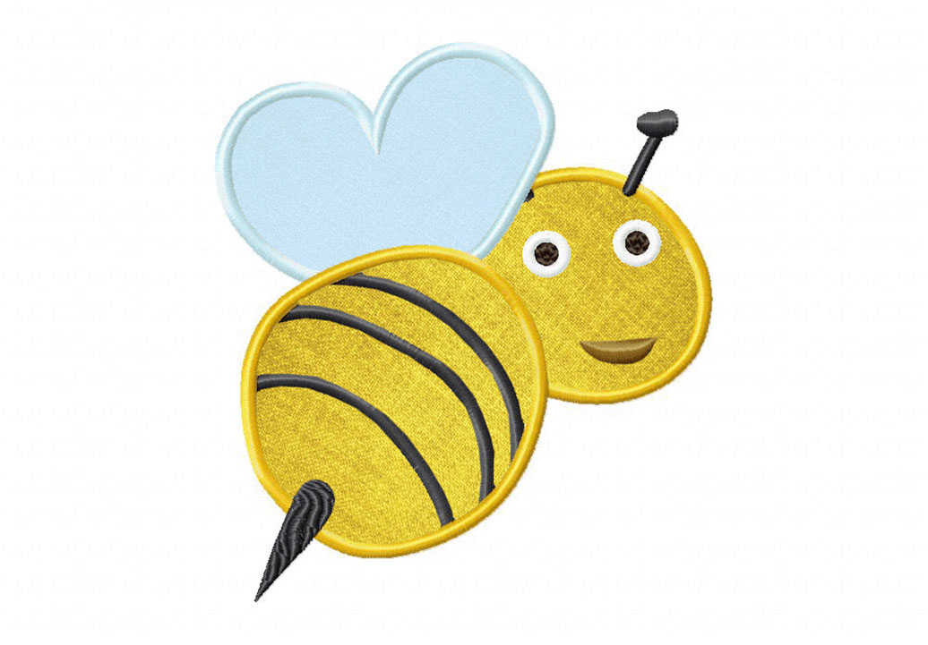 Smiling Bee Includes Both Applique and Stitch Embroidery Design