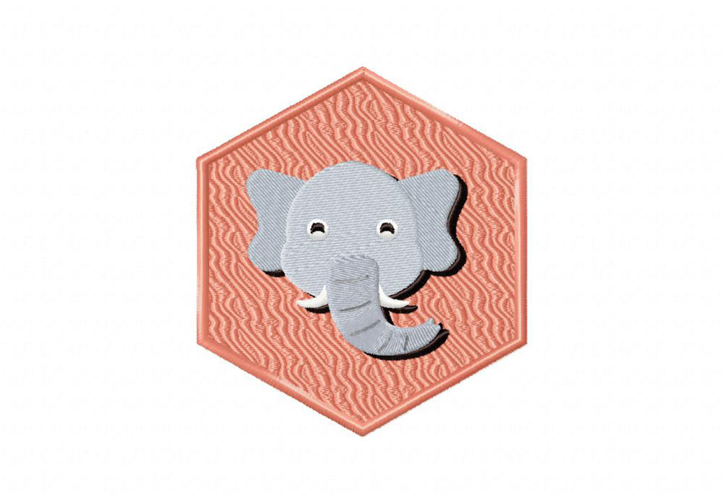 Smiling Elephant Embroidery Design