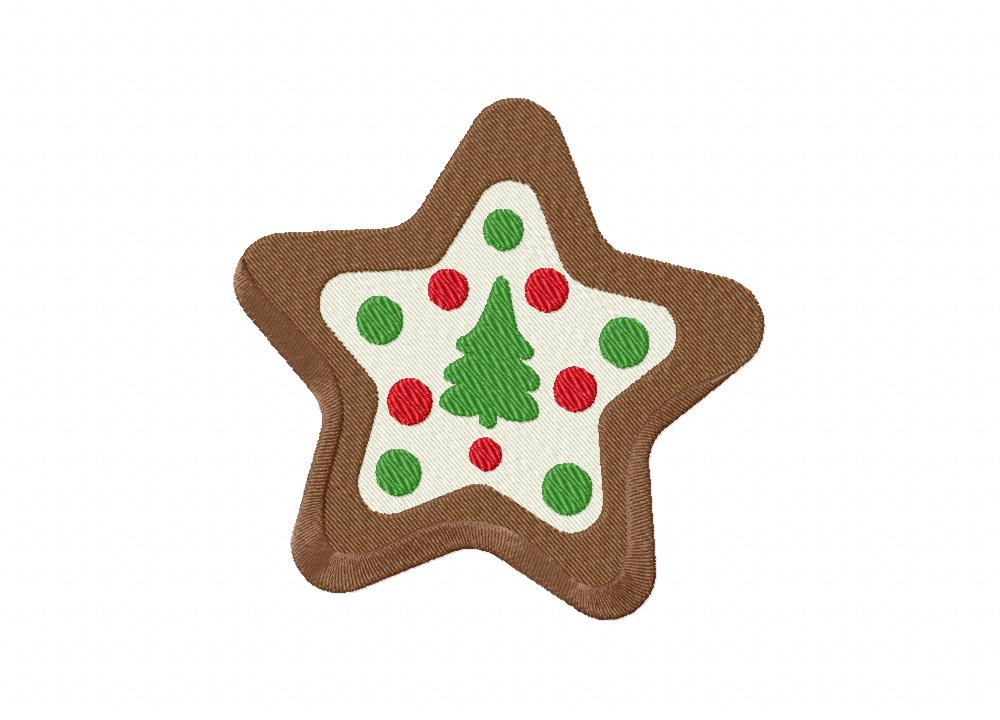Star-Shaped Christmas Cookie Includes both Applique and Stitch Embroidery Design