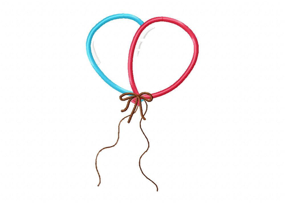 Valentine Round Balloons Includes both Applique and Stitch Embroidery Design
