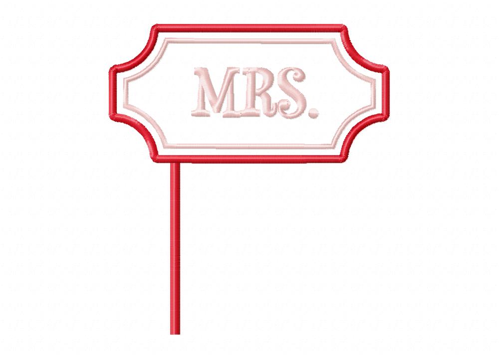 MRS for Wedding Photo Booth Includes both Applique and Stitch Embroidery Design