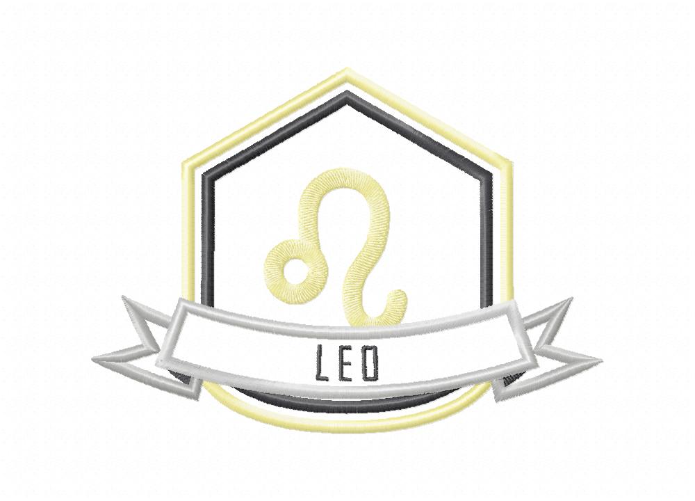 Leo Badge Includes Stitch and Applique Embroidery Design - Image 2