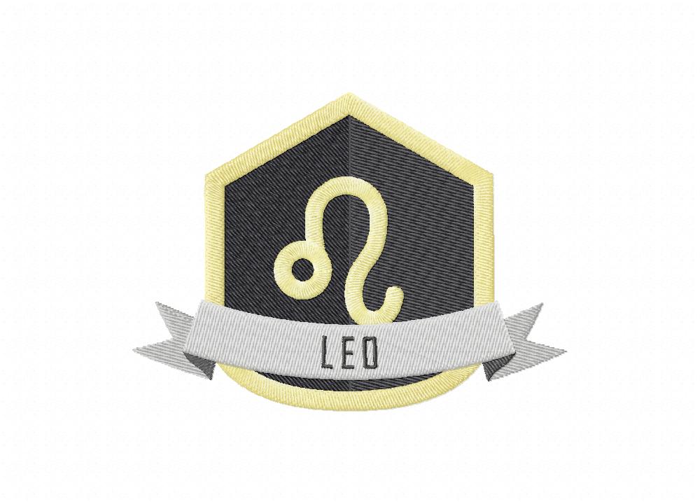 Leo Badge Includes Stitch and Applique Embroidery Design