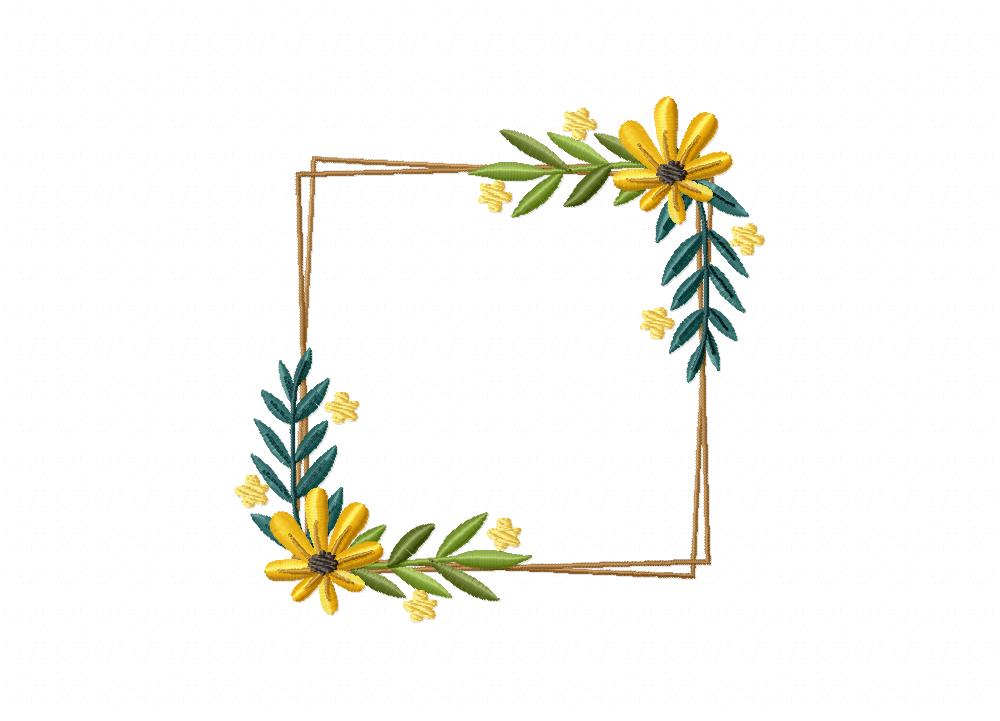  Yellow  Flower  Frame Embroidery Design  Daily Embroidery
