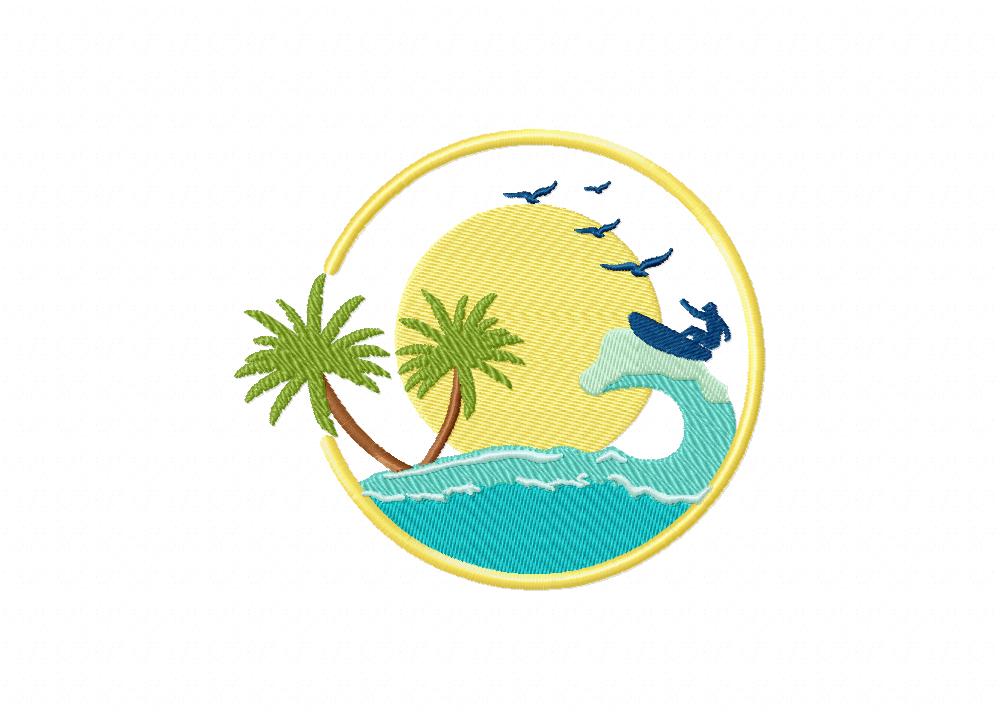 Summer Beach Embroidery Design Daily Embroidery
