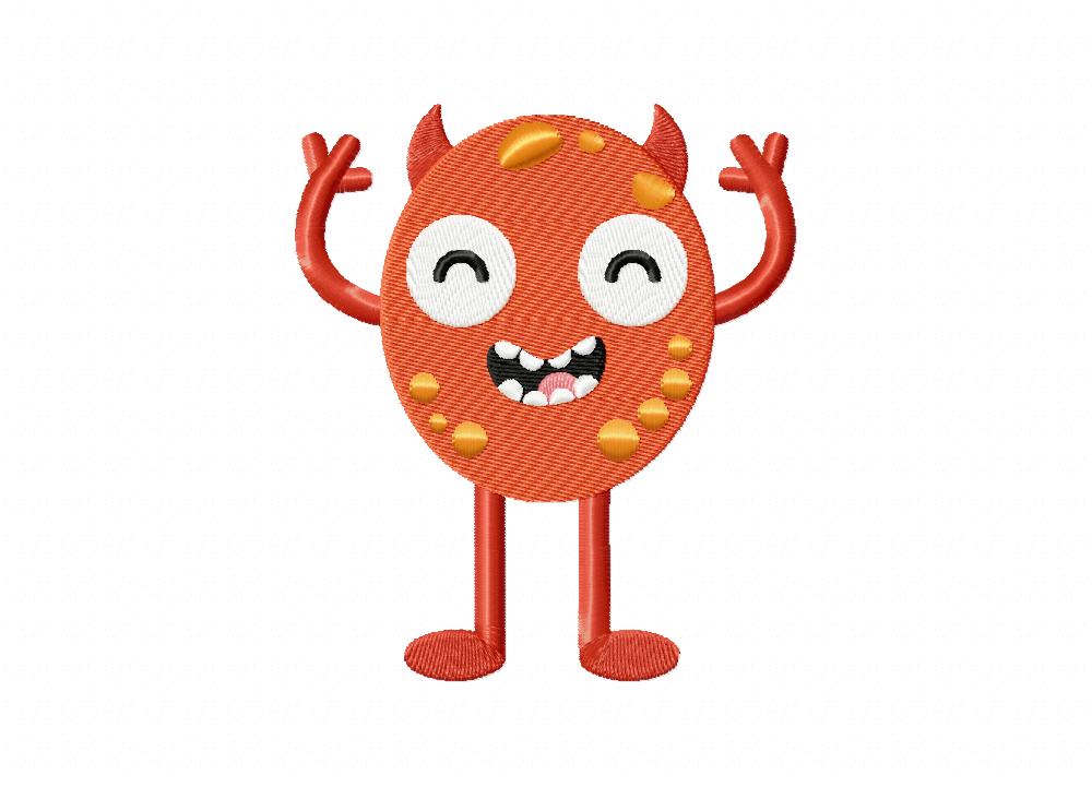 Monster Red Embroidery Design