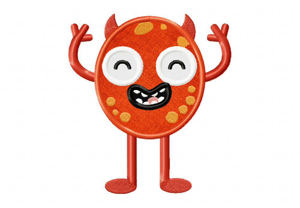 Monster Red Embroidery Design - Image 2