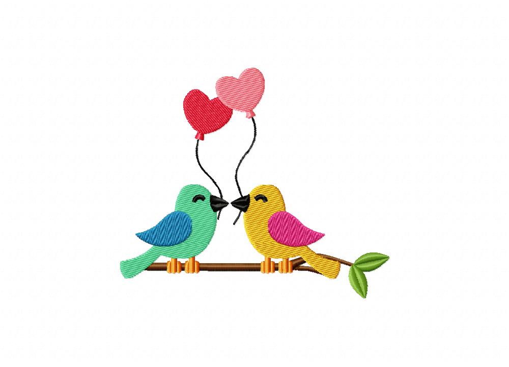 Love Air Balloons Birds Embroidery Design