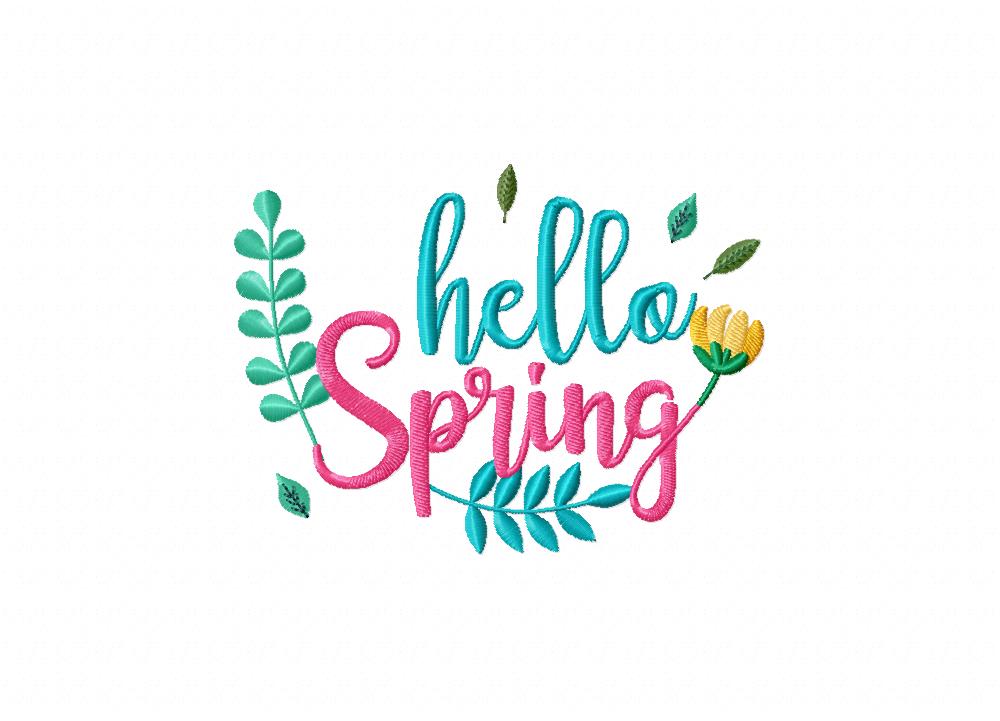 Hello spring floral embroidery design  daily embroidery Hello spring floral embroidery design  daily embroidery