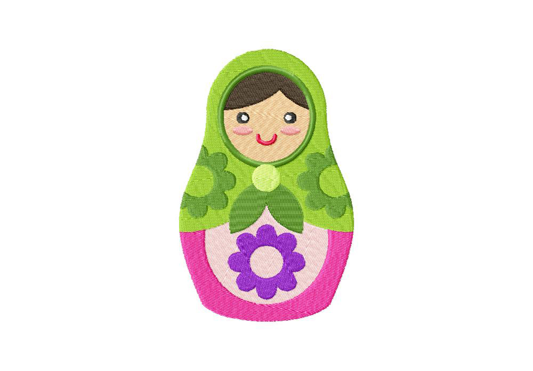 Babushka Doll Flower Embroidery Design