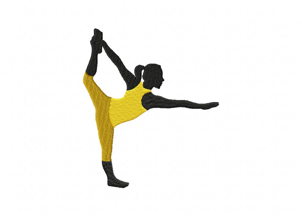 Yoga Pose Yellow Embroidery Design