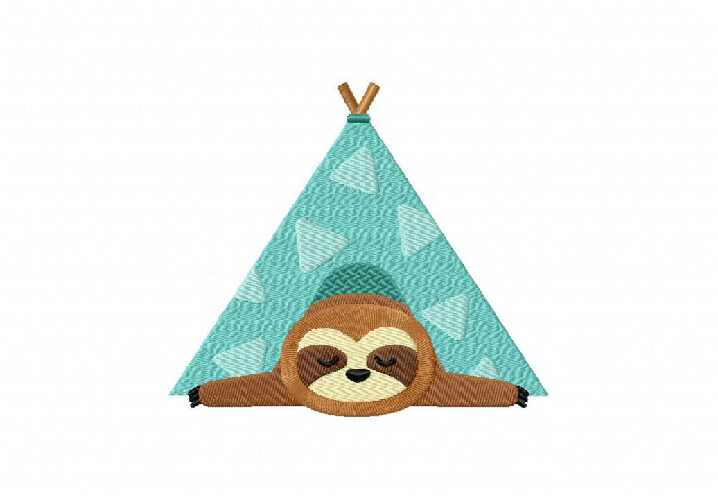 Cute tent sloth embroidery design  daily embroidery Cute tent sloth embroidery design  daily embroidery