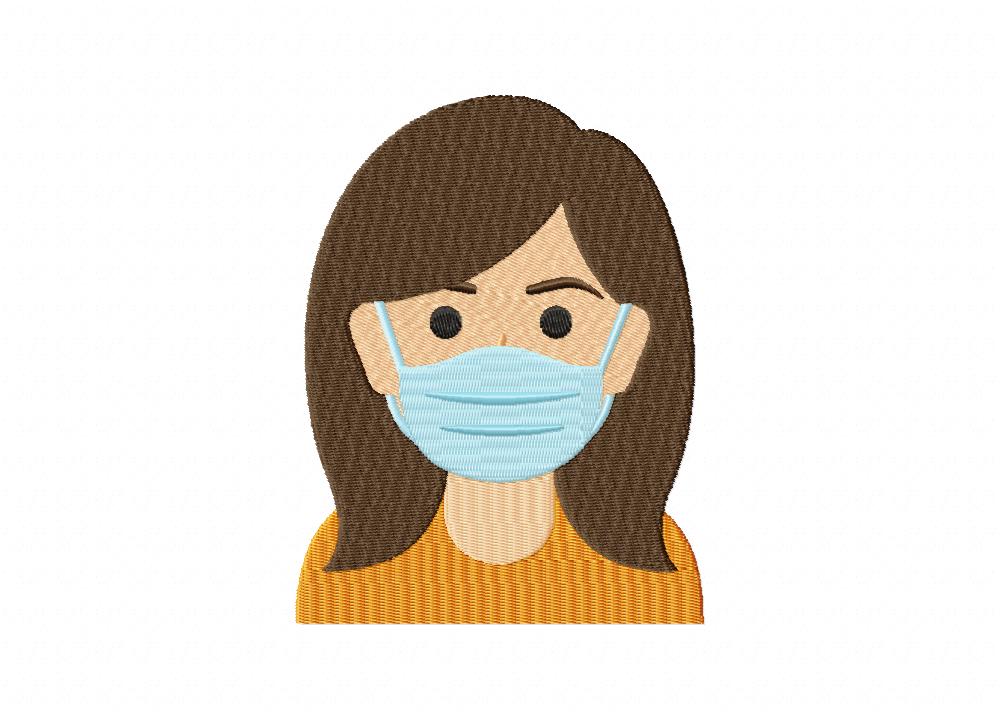 Mom Wearing Mask Embroidery Design