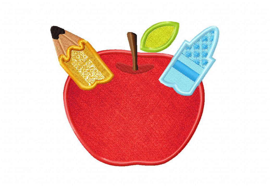 Apple Pencil Crayon Embroidery Design - Image 3