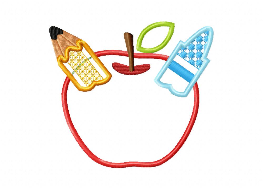 Apple Pencil Crayon Embroidery Design - Image 2