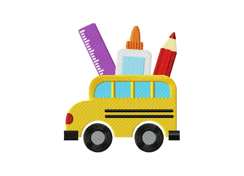 Cute School Bus Embroidery Design