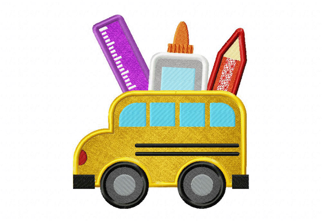 Cute School Bus Embroidery Design - Image 3