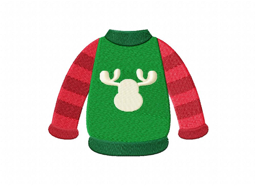 Winter Sweater Reindeer Embroidery Design