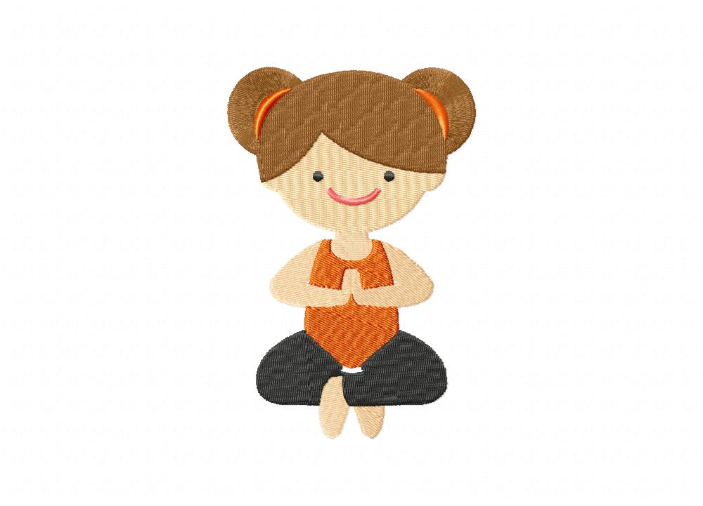 Sitting Yoga Girl Embroidery Design