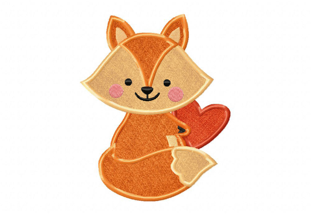 Fox With Heart Embroidery Design - Image 3