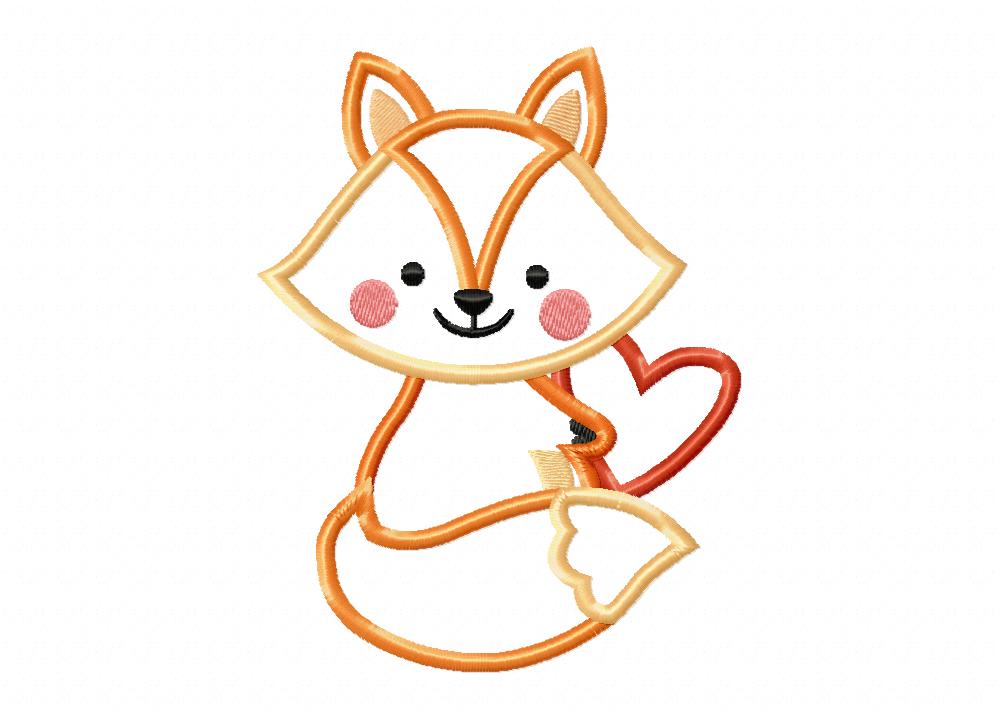 Fox With Heart Embroidery Design - Image 2