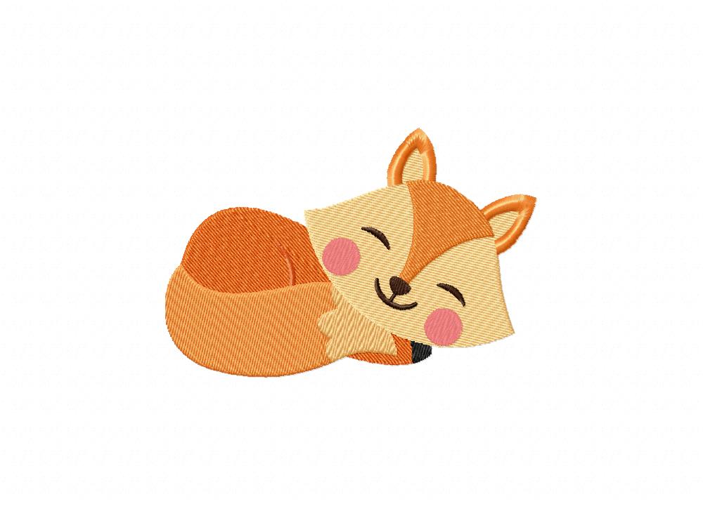 Laying Fox Embroidery Design