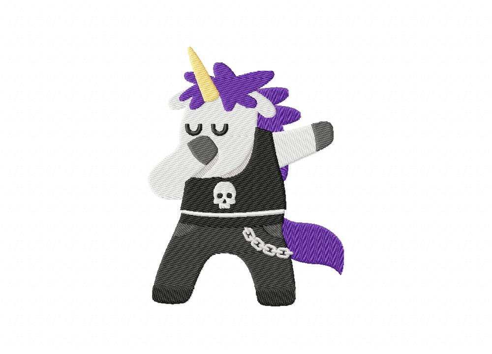 Rocker Unicorn Dab Embroidery Design