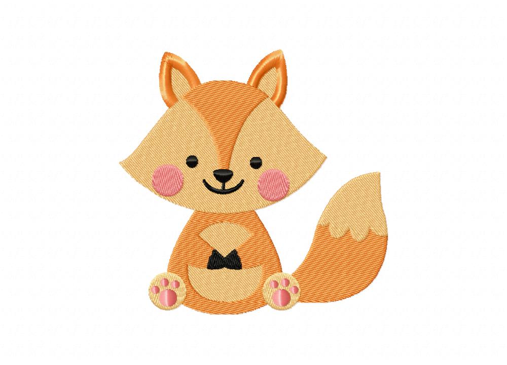 Sitting Fox Embroidery Design