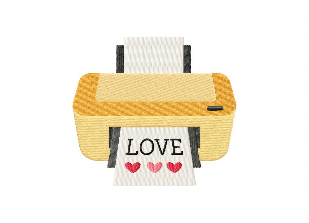 Printer Print Heart Embroidery Design