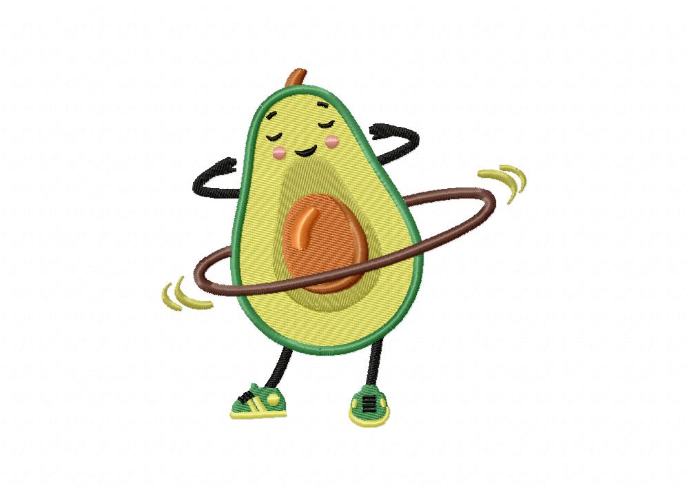Hula Hoop Avocado Embroidery Design