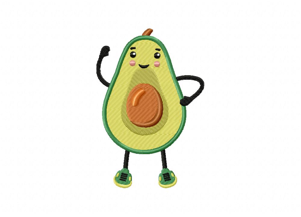 Waving Avocado Embroidery Design