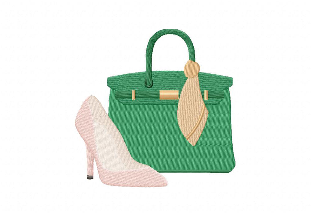 Green Bag And Shoe Embroidery Design