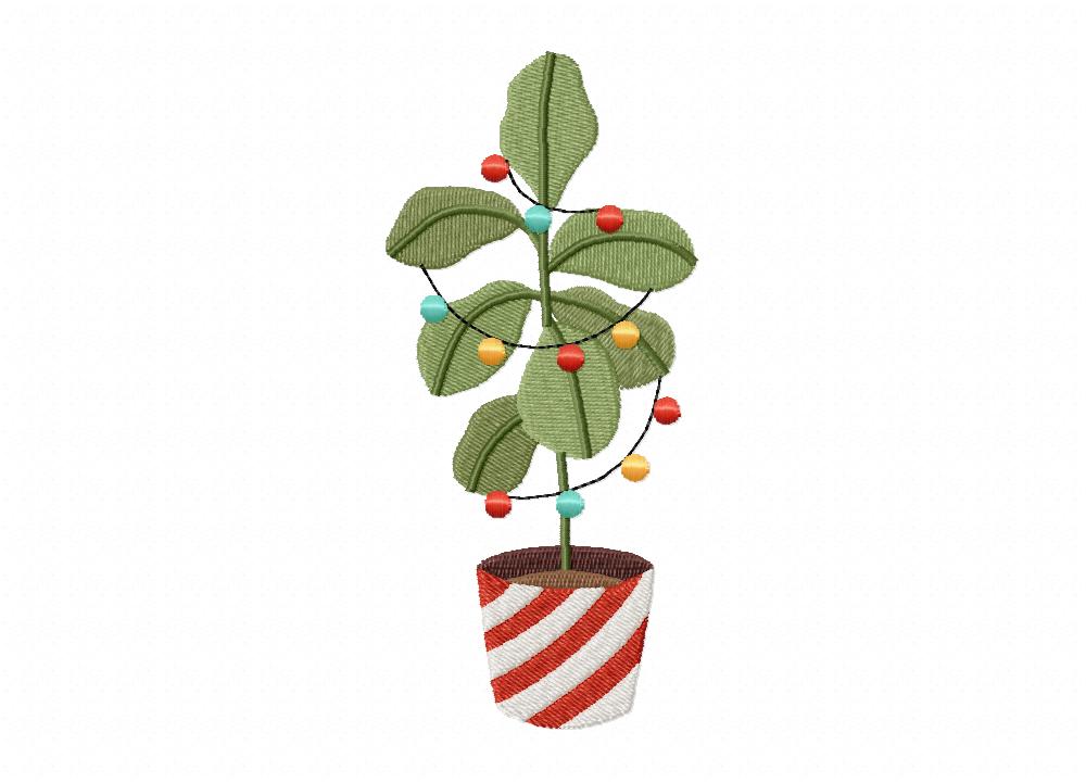 Christmas Plant Embroidery Design