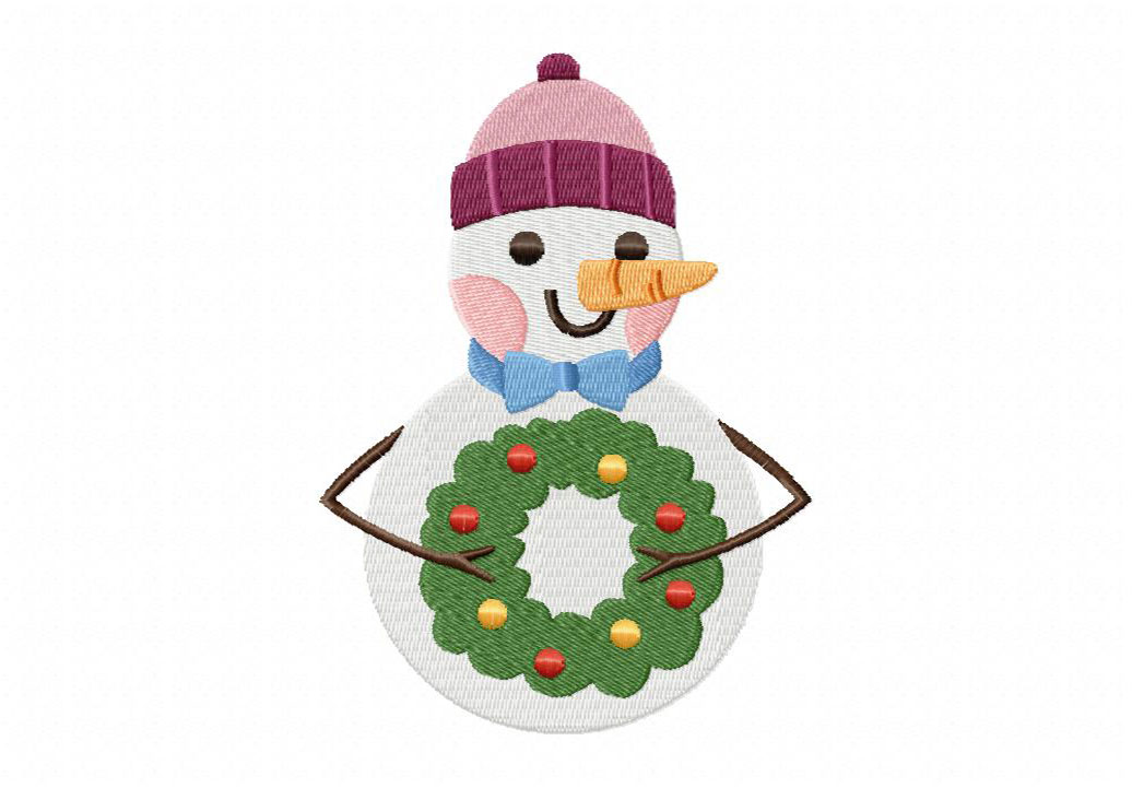 Snowman Wreath Embroidery Design