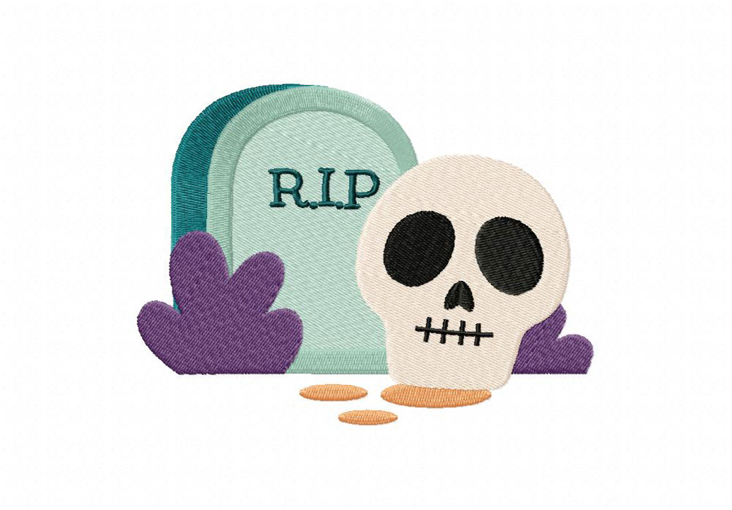 Tombstone Skull Embroidery Design