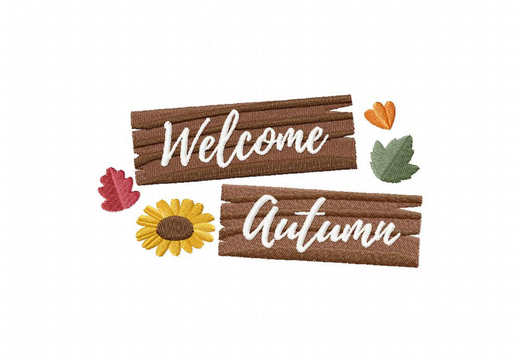 Welcome autumn wood embroidery design  daily embroidery Welcome autumn wood embroidery design  daily embroidery