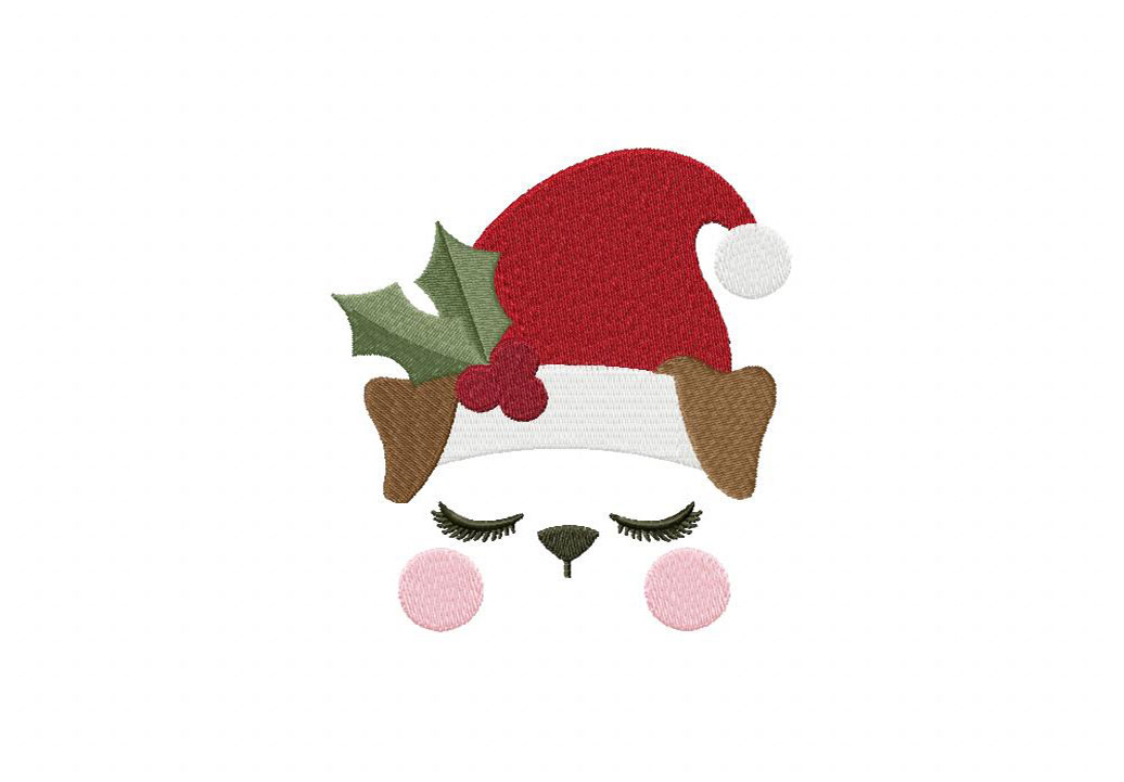 Christmas Puppy Face Embroidery Design