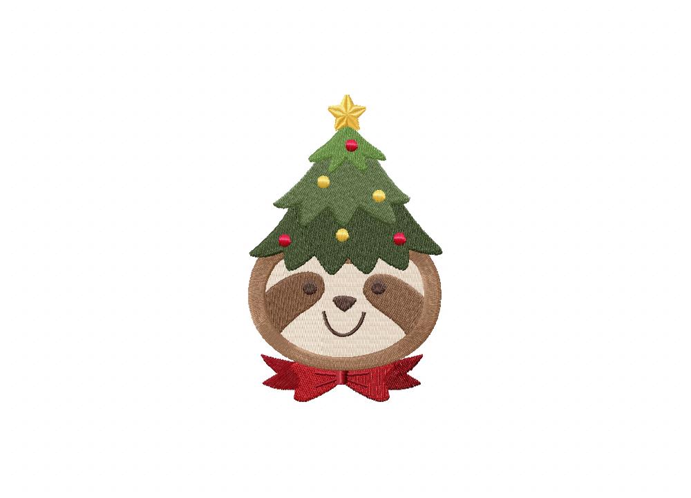 Sloth With Tree Hat Embroidery Design