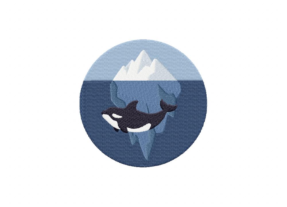 Adorable Orca in Iceberg Embroidery Design
