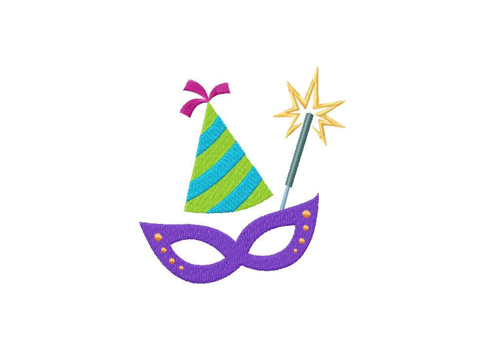 Purple New Year Mask Embroidery Design