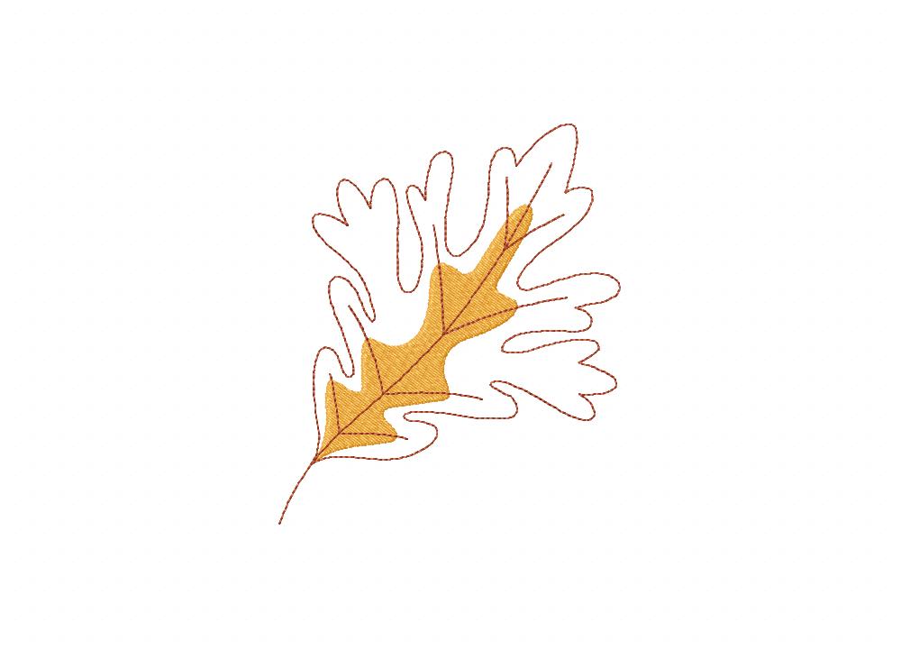Aesthetic Yellow Fall Leaf Embroidery Design