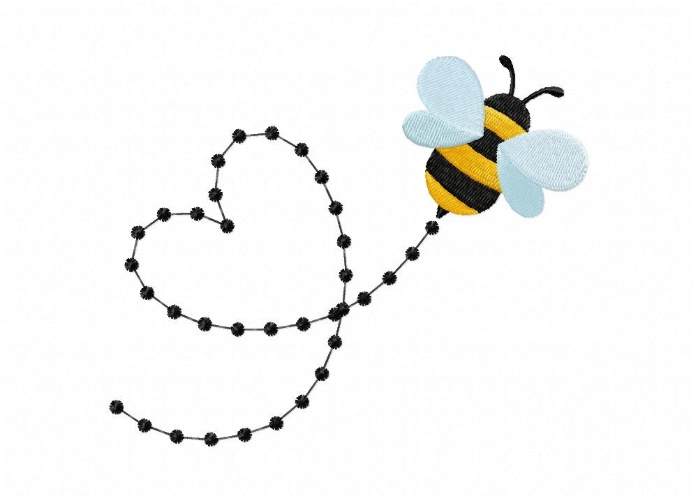 Bee Line Heart Embroidery Design