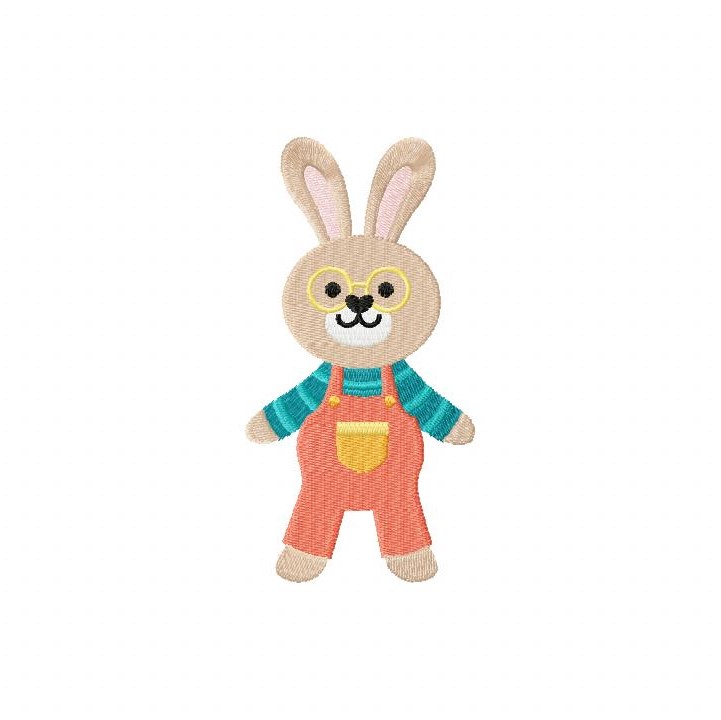 Bunny Doll Overalls Embroidery Design