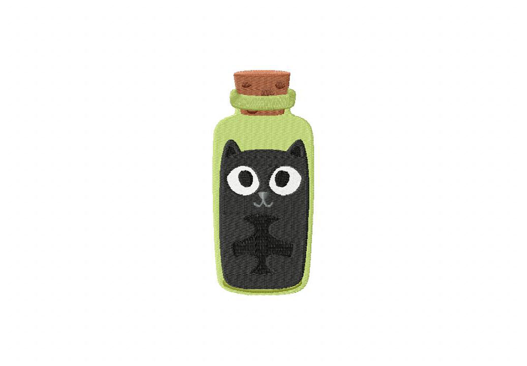 Kitty in Bottle Embroidery Design