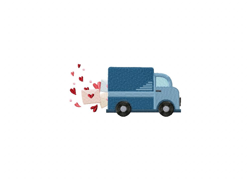 Love Letter Truck Embroidery Design