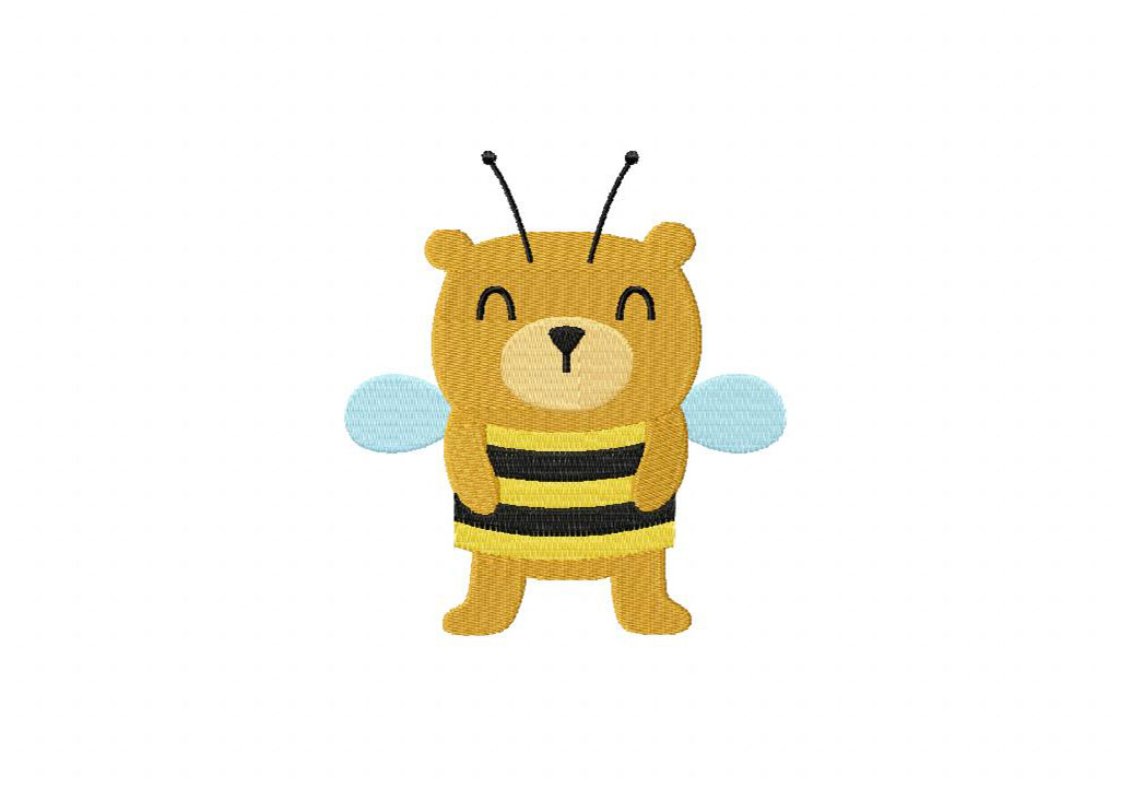 Bee Bear Embroidery Design