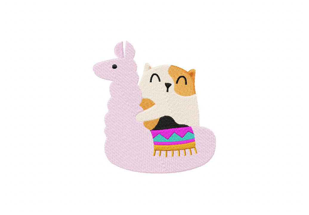 Kitty in Llama Floatie Embroidery Design