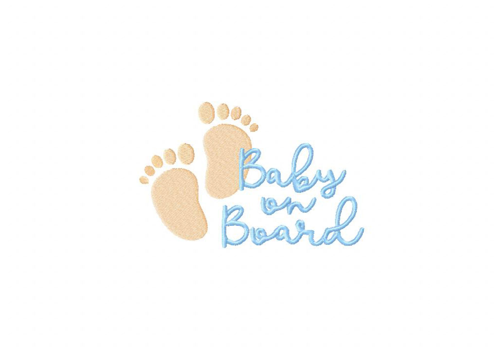 Baby on Board Footprint Embroidery Design